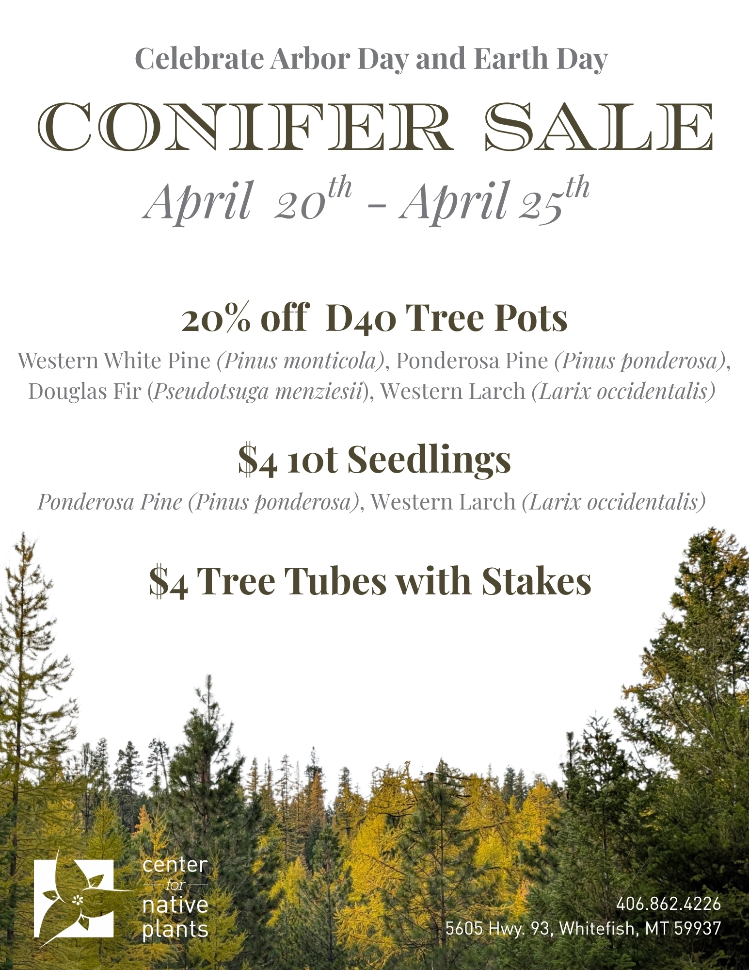 Conifer Sale April 20th-25th